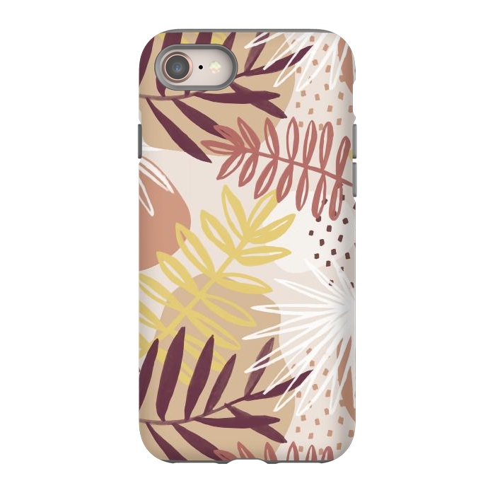 iPhone 8 StrongFit Modern tropical leaves and spots - terracotta by Oana 