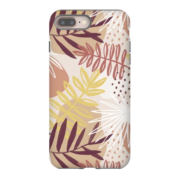 iPhone 8 plus StrongFit Modern tropical leaves and spots - terracotta by Oana 