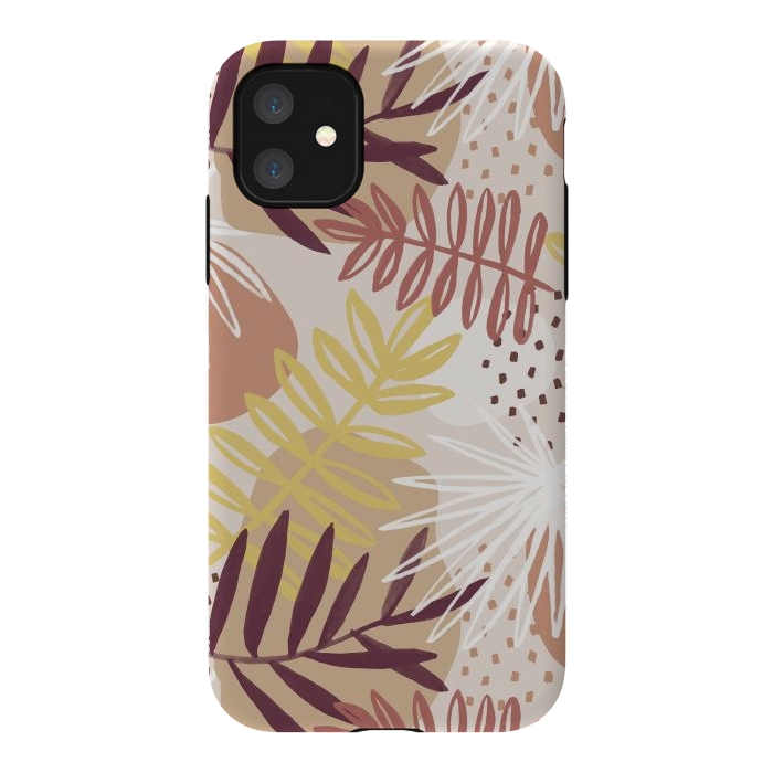 iPhone 11 StrongFit Modern tropical leaves and spots - terracotta by Oana 