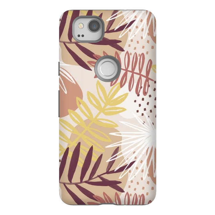 Pixel 2 StrongFit Modern tropical leaves and spots - terracotta by Oana 