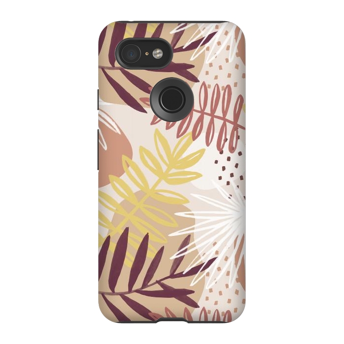 Pixel 3 StrongFit Modern tropical leaves and spots - terracotta by Oana 
