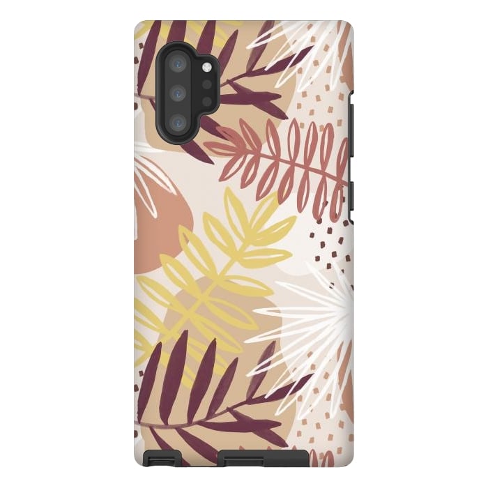 Galaxy Note 10 plus StrongFit Modern tropical leaves and spots - terracotta by Oana 