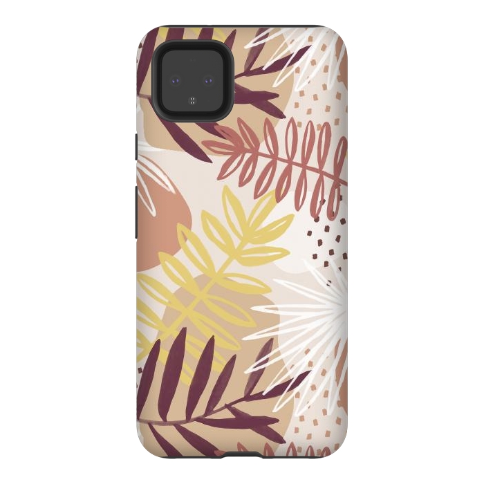 Pixel 4XL StrongFit Modern tropical leaves and spots - terracotta by Oana 
