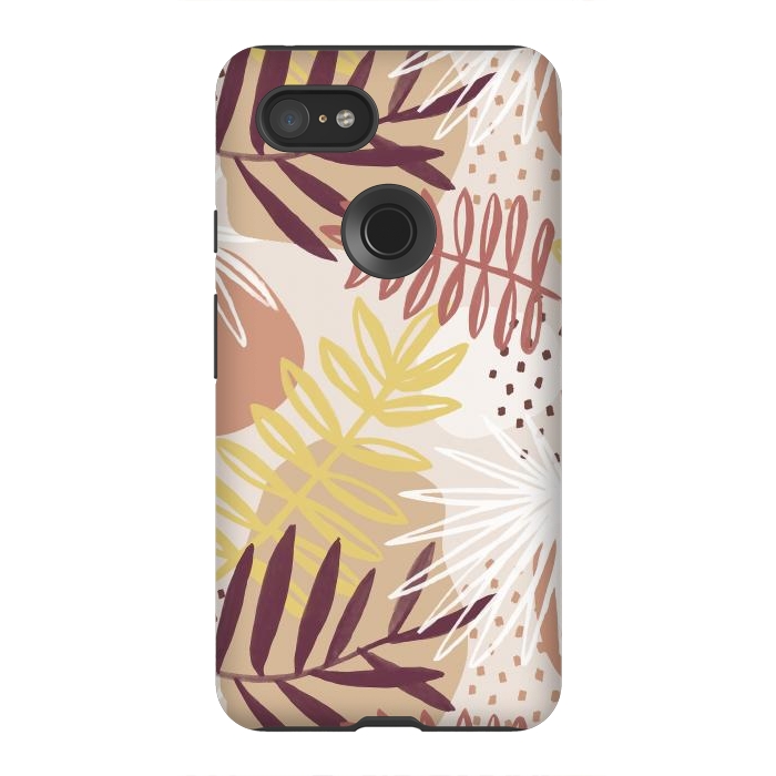 Pixel 3XL StrongFit Modern tropical leaves and spots - terracotta by Oana 