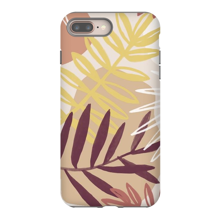 iPhone 7 plus StrongFit Minimal brown tropical leaves by Oana 