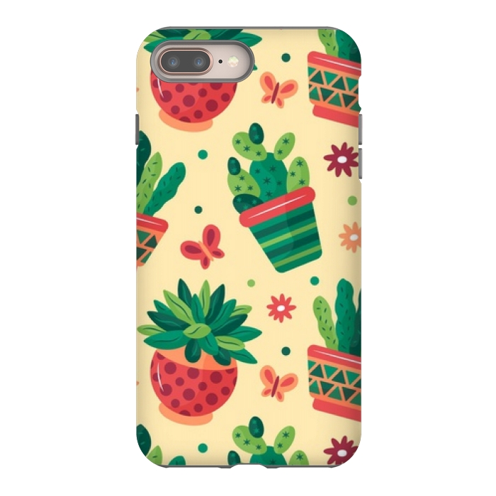 iPhone 8 plus StrongFit cactus green pattern 4 by MALLIKA