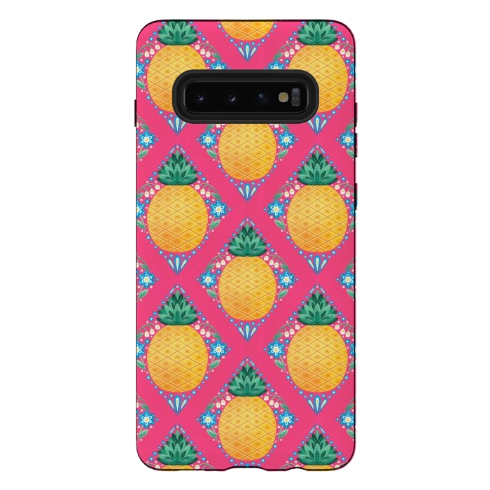 Galaxy S10 plus StrongFit Bright Pineapple by Noonday Design