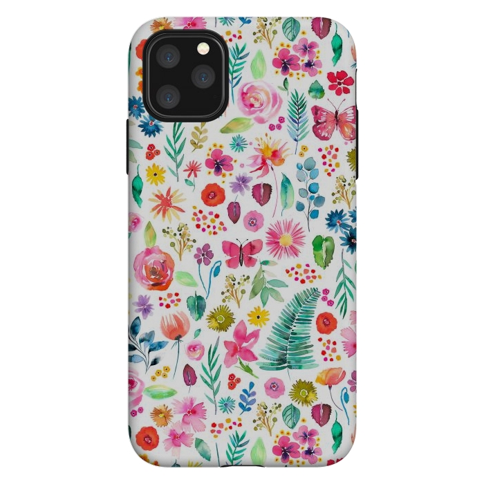 iPhone 11 Pro Max StrongFit Colorful Botanical Plants and Flowers by Ninola Design