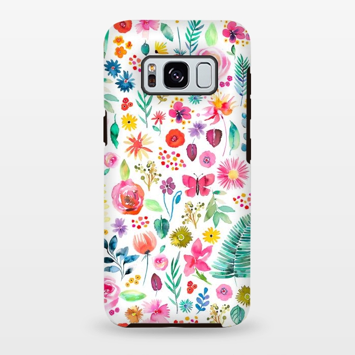 Galaxy S8 plus StrongFit Colorful Botanical Plants and Flowers by Ninola Design