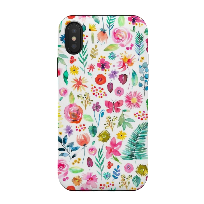 iPhone Xs / X StrongFit Colorful Botanical Plants and Flowers by Ninola Design