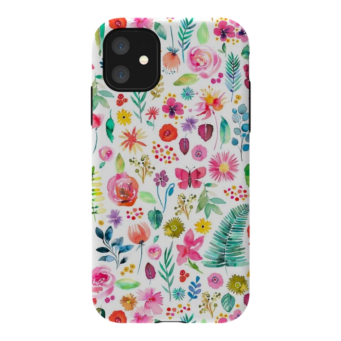 iPhone 11 StrongFit Colorful Botanical Plants and Flowers by Ninola Design