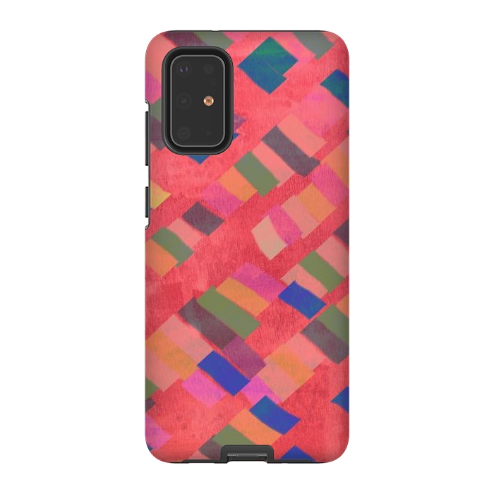 Galaxy S20 Plus StrongFit Abstract art pink design by Josie