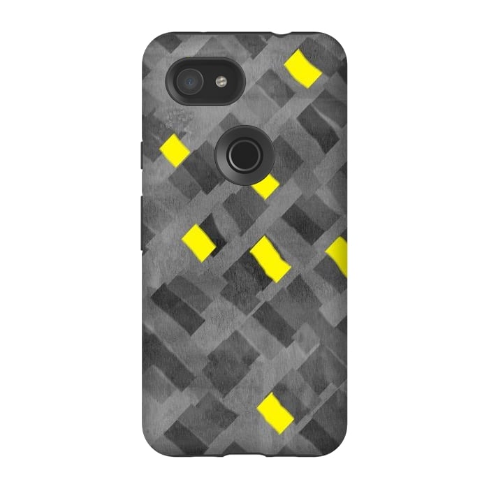 Pixel 3A StrongFit Grey and Yellow abstracts by Josie