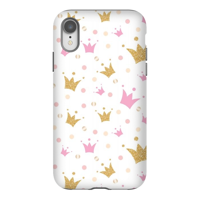 iPhone Xr StrongFit Golden Crowns Pattern by Bledi