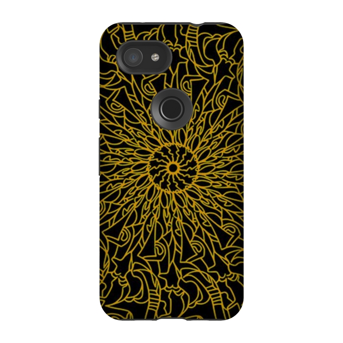 Pixel 3A StrongFit Golden Mandala Intricate pattern by Josie