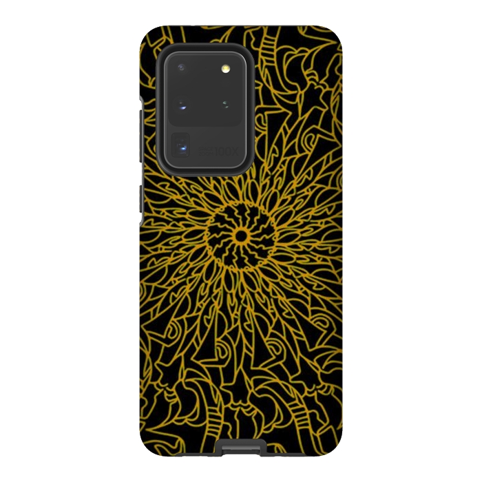 Galaxy S20 Ultra StrongFit Golden Mandala Intricate pattern by Josie