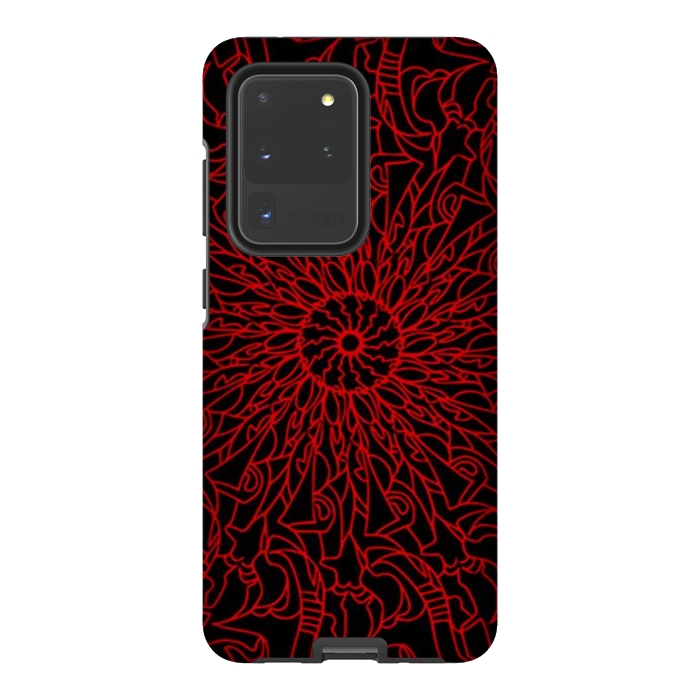 Galaxy S20 Ultra StrongFit Red Mandala intricate pattern by Josie