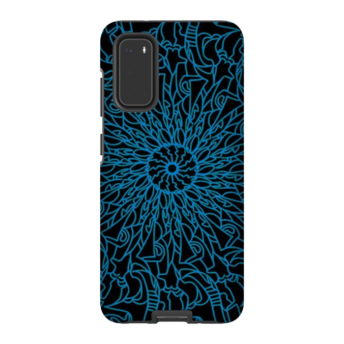 Galaxy S20 StrongFit Blue intricate pattern floral mandala geometry by Josie