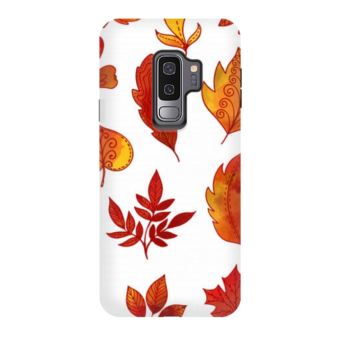 Galaxy S9 plus StrongFit orange leaves pattern 4  by MALLIKA