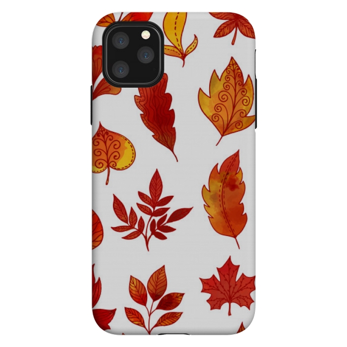 iPhone 11 Pro Max StrongFit orange leaves pattern 4  by MALLIKA