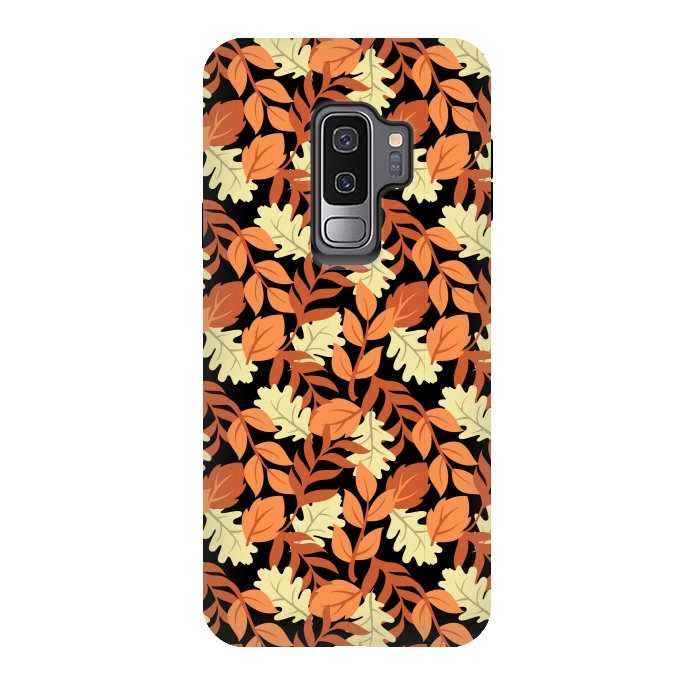 Galaxy S9 plus StrongFit autumn black leaves pattern 4 by MALLIKA