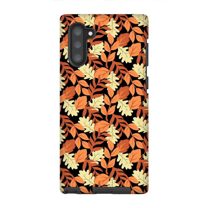 Galaxy Note 10 StrongFit autumn black leaves pattern 4 by MALLIKA