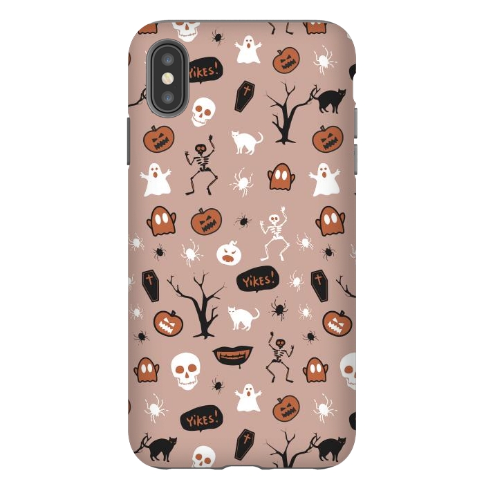 iPhone Xs Max StrongFit Playful neutral Halloween monsters pattern by Oana 
