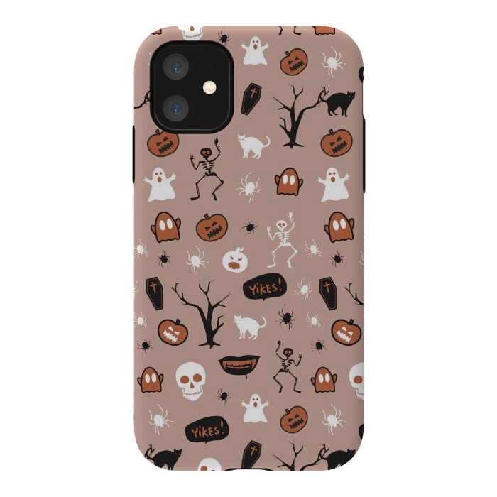iPhone 11 StrongFit Playful neutral Halloween monsters pattern by Oana 
