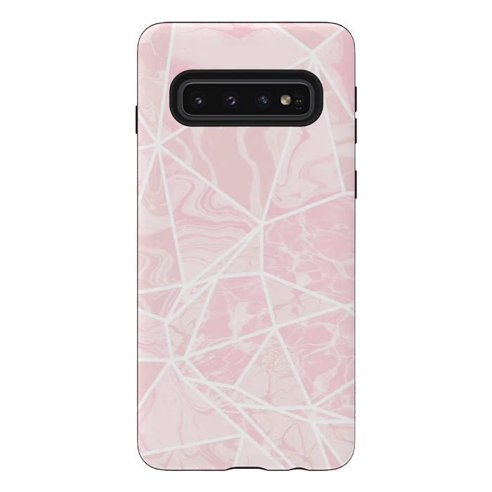Galaxy S10 StrongFit Pastel candy pink marble by Oana 