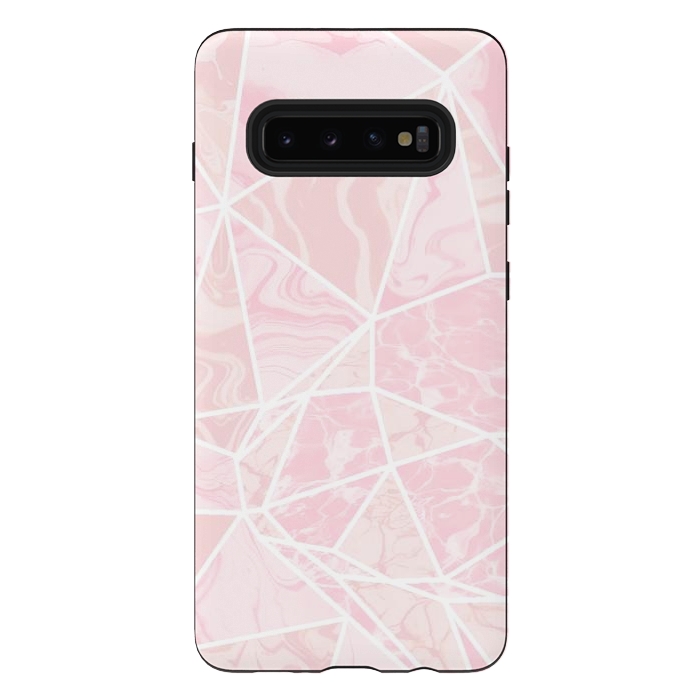 Galaxy S10 plus StrongFit Pastel candy pink marble by Oana 