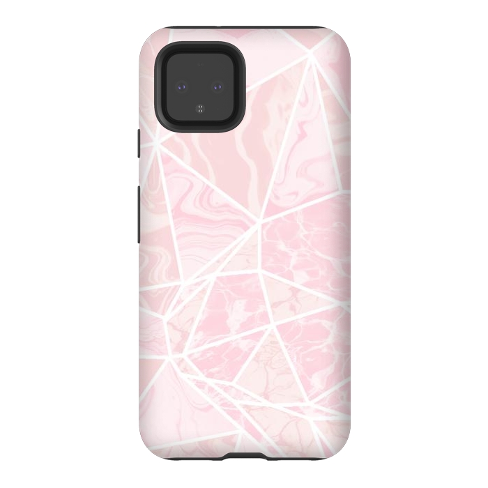 Pixel 4 StrongFit Pastel candy pink marble by Oana 