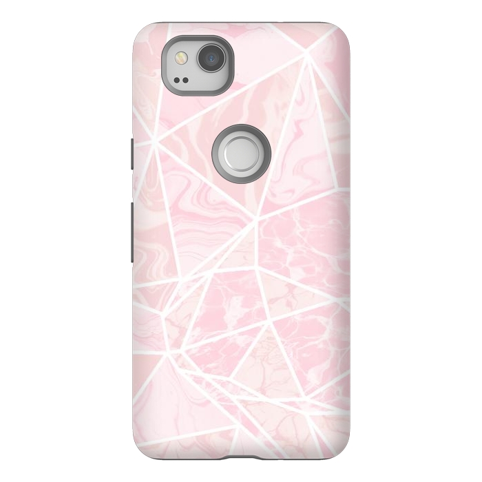 Pixel 2 StrongFit Pastel candy pink marble by Oana 
