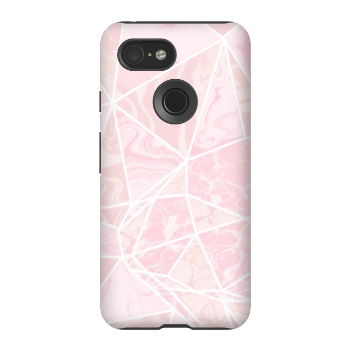 Pixel 3 StrongFit Pastel candy pink marble by Oana 