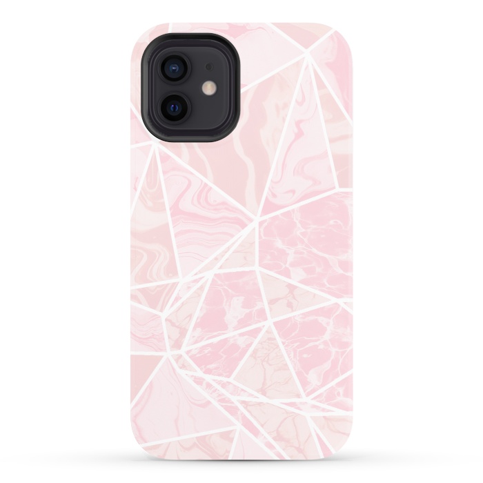 iPhone 12 StrongFit Pastel candy pink marble by Oana 
