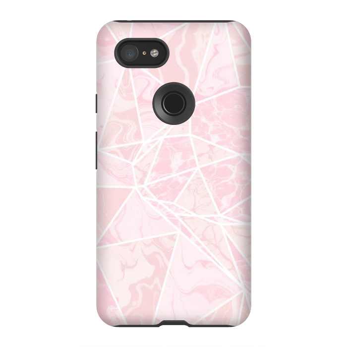 Pixel 3XL StrongFit Pastel candy pink marble by Oana 