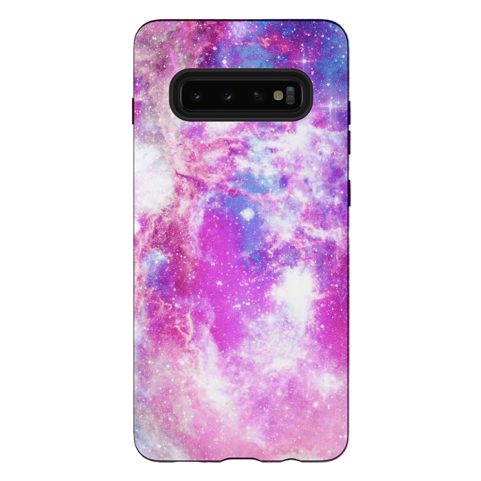 Galaxy S10 plus StrongFit Pink blue starry galaxy by Oana 