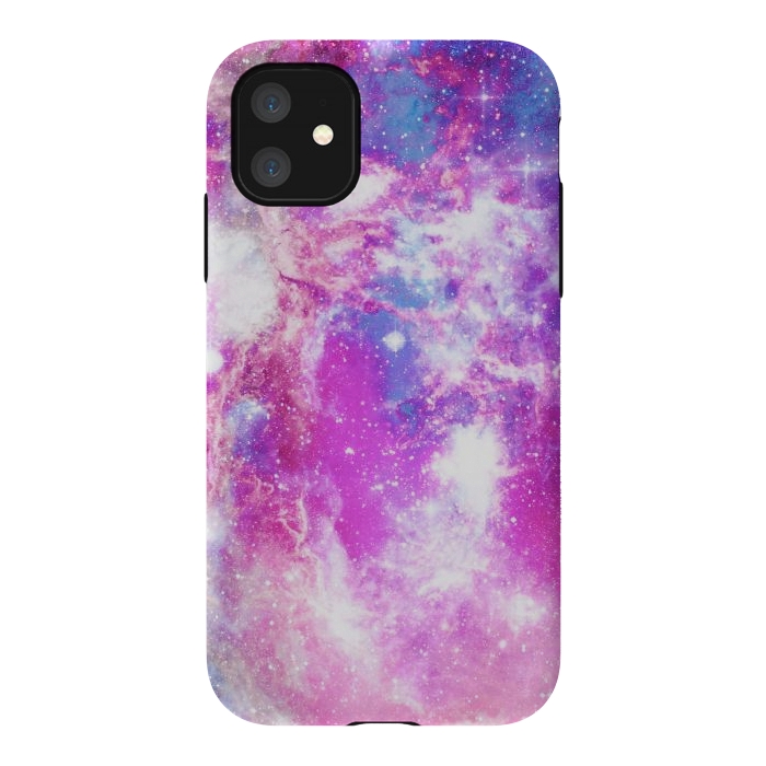 iPhone 11 StrongFit Pink blue starry galaxy by Oana 