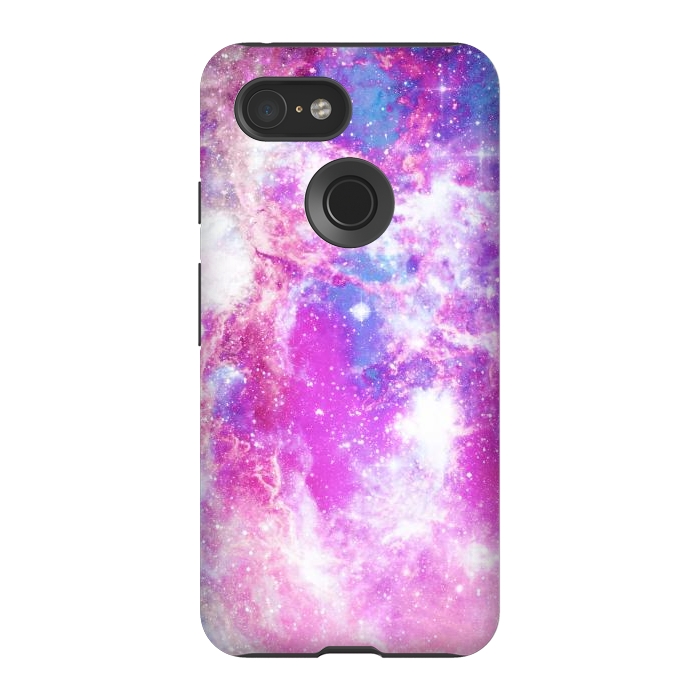 Pixel 3 StrongFit Pink blue starry galaxy by Oana 