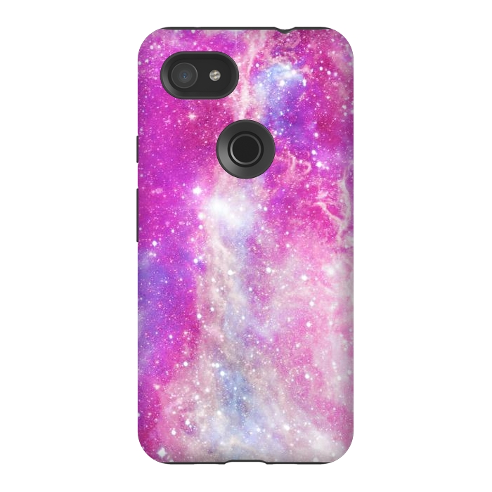 Pixel 3AXL StrongFit Pink blue starry galaxy by Oana 