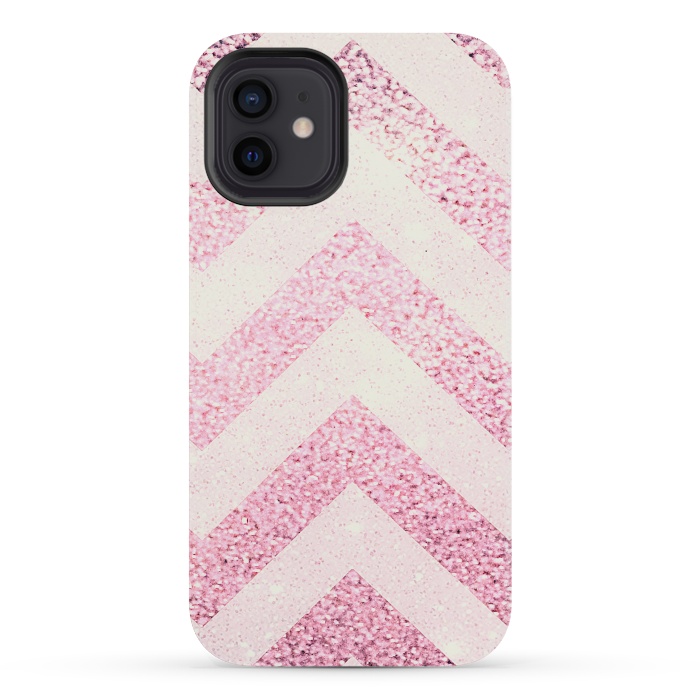 iPhone 12 mini StrongFit Party Chevron Powder by Monika Strigel