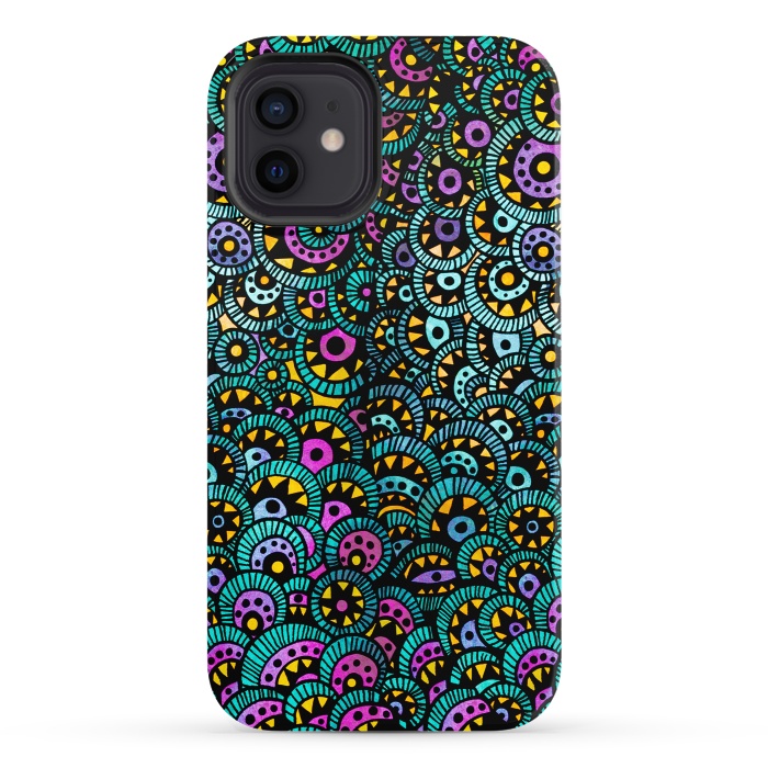 iPhone 12 StrongFit Peacock Tail by Pom Graphic Design