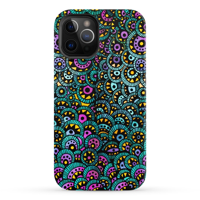 iPhone 12 Pro StrongFit Peacock Tail by Pom Graphic Design