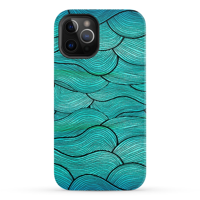 iPhone 12 Pro StrongFit Sea Waves Pattern by Pom Graphic Design