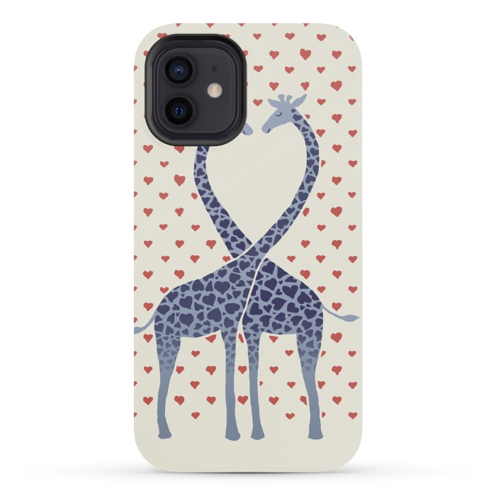 iPhone 12 mini StrongFit Giraffes in Love a Valentine's Day illustration by Micklyn Le Feuvre