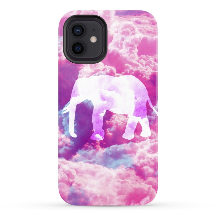 iPhone 12 StrongFit Elephant on Pink Purple Clouds by Girly Trend