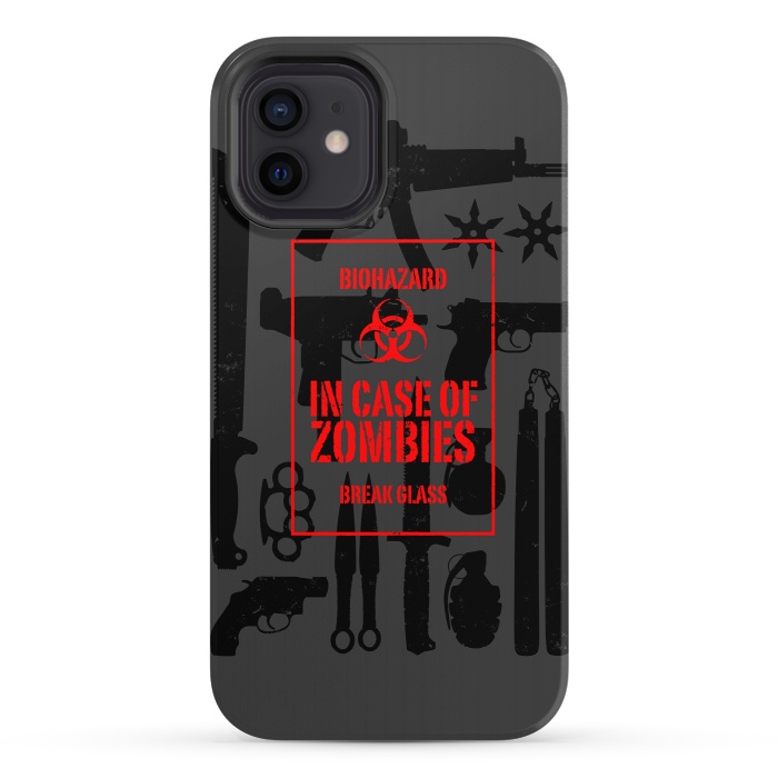 iPhone 12 StrongFit In case of zombies break glass by Mitxel Gonzalez