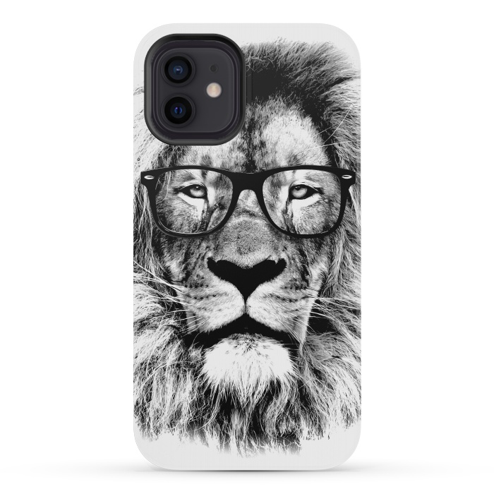 iPhone 12 mini StrongFit The King Lion of The Library by Mitxel Gonzalez