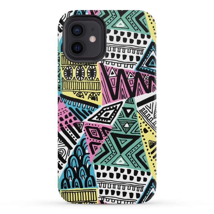 iPhone 12 mini StrongFit Tribal triangles by Laura Grant