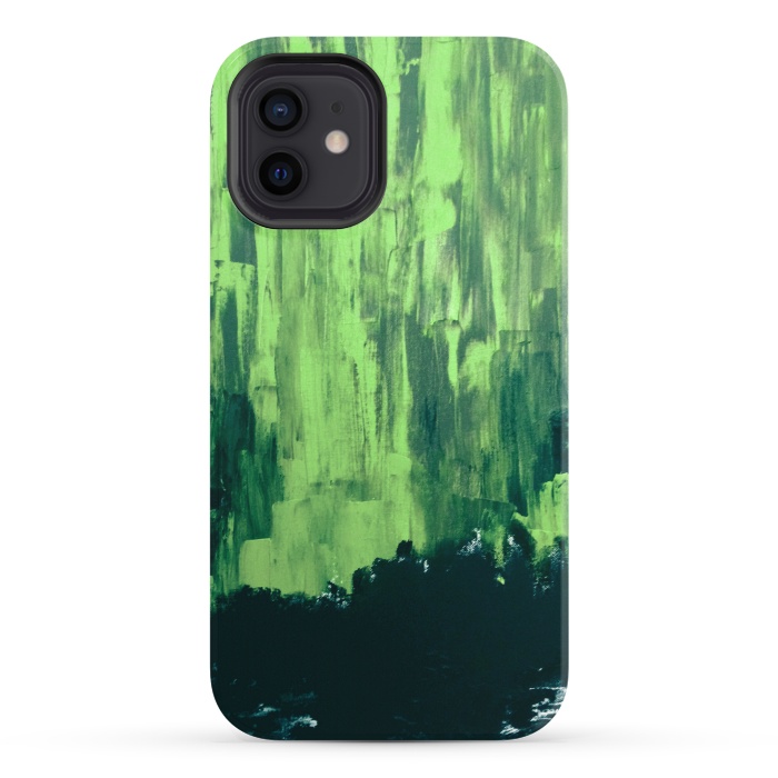 iPhone 12 StrongFit Lime Green Northern Lights by ANoelleJay