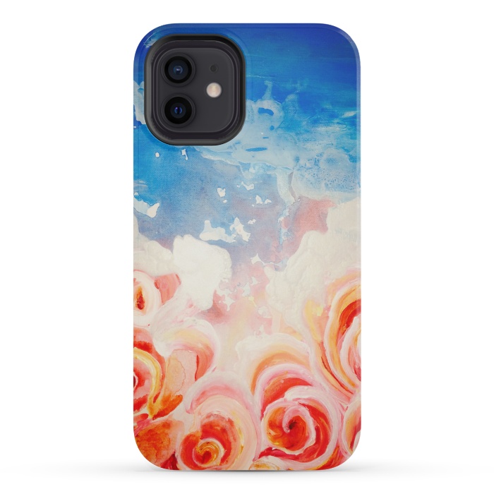 iPhone 12 mini StrongFit Peachy Roses by ANoelleJay